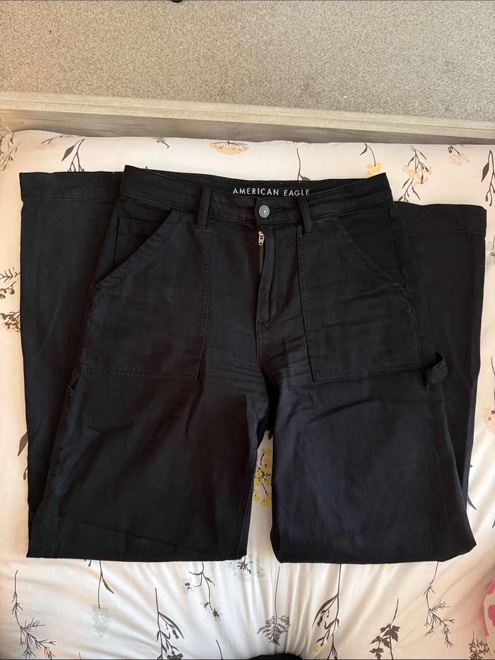 American Eagle Outfitters Black Flare Utility Jeans